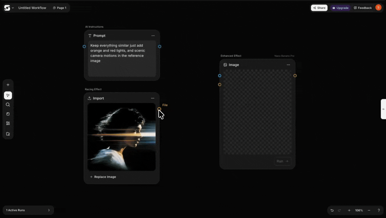 Connecting nodes with handles